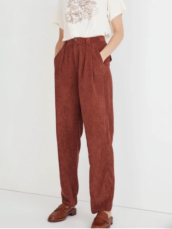 Madewell Pants - Madewell Corduroy High Rise Tapered Leg Pants Dusty Redwood 6